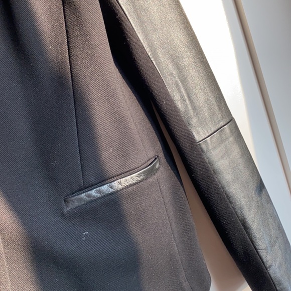 Madewell Leather Sleeve Black Blazer - Picture 3 of 7